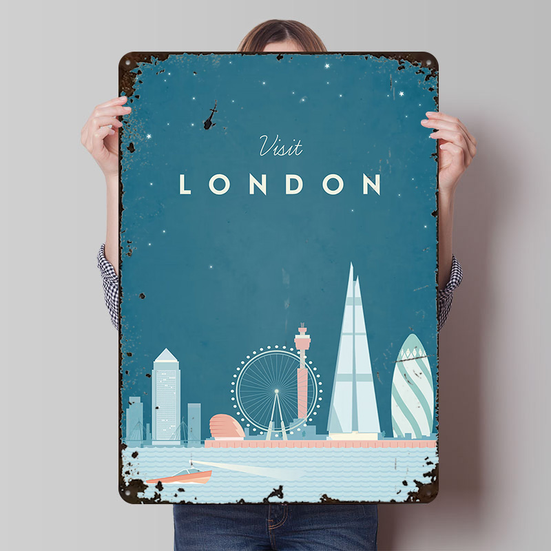 Men'S Accessories London - Londra Metal Poster Özel Duvar Sanatı
