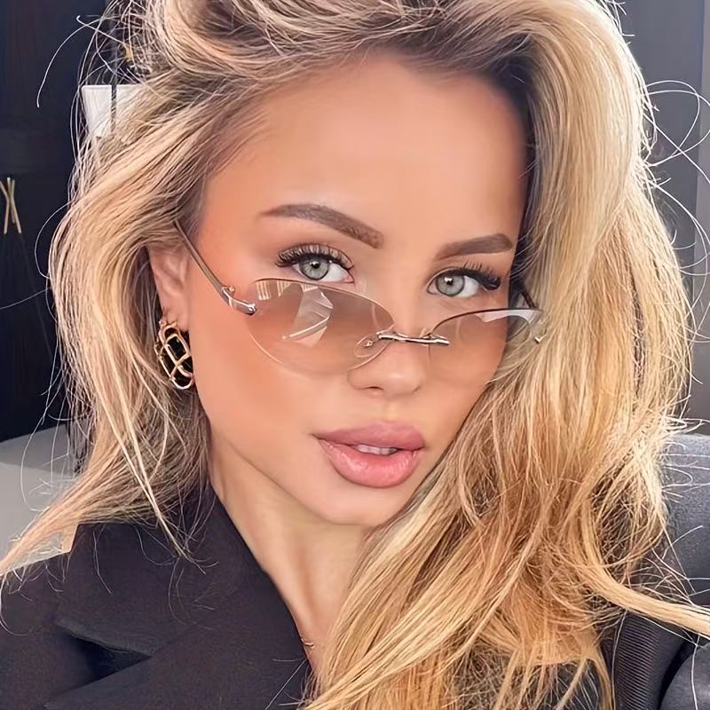 Men'S Accessories Glasses - Çerçevesiz Oval Güneş Gözlüğü Kadın Küçük