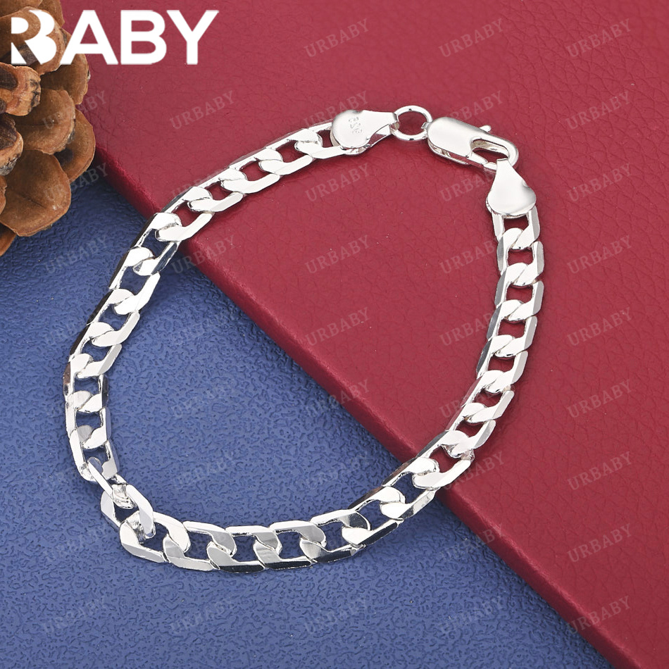 Men Accessories Chain And Bracelet - URBABY 925 ayar gümüş 6mm yan