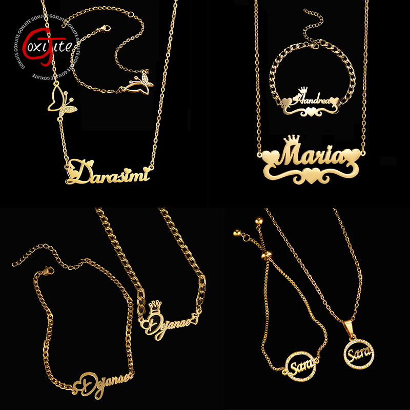 Men'S Accessories Jewelry Bracelet - Goxijite Özelleştirmek Adı Kolye Bir Set