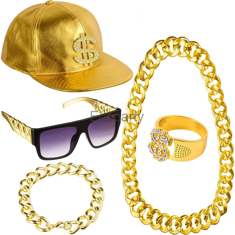 80s 90s Hip Hop Kostüm Aksesua - Men Accessories Chain And Bracelet incelemesi ve fiyatı