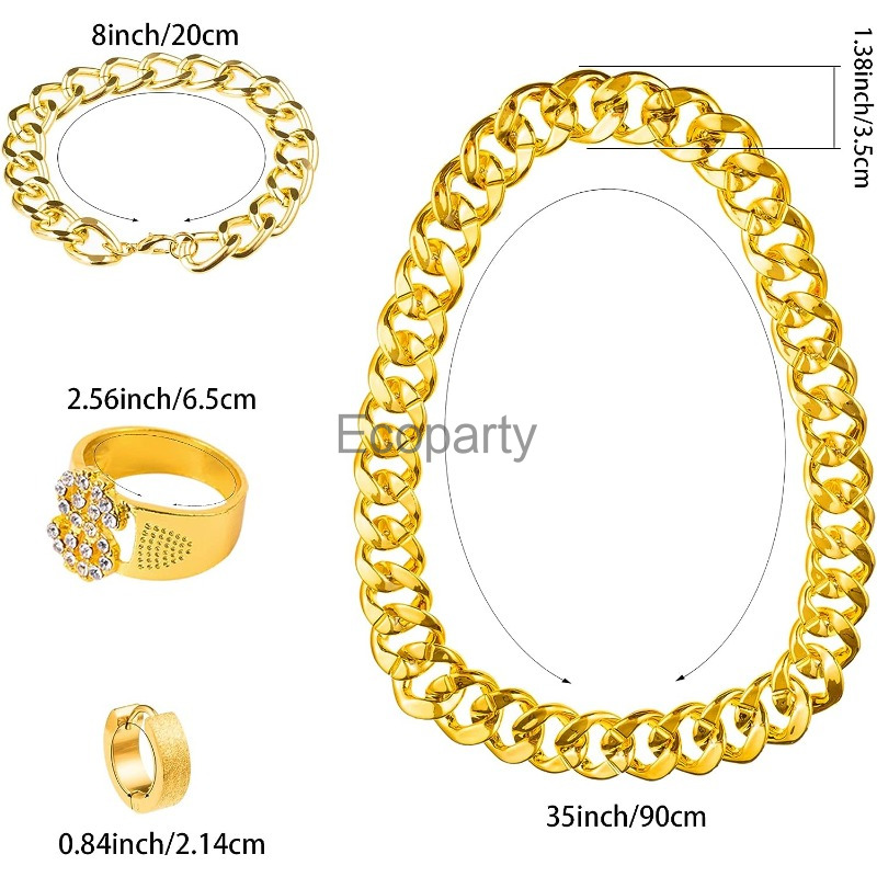 80s 90s Hip Hop Kostüm Aksesua - Men Accessories Chain And Bracelet incelemesi ve fiyatı