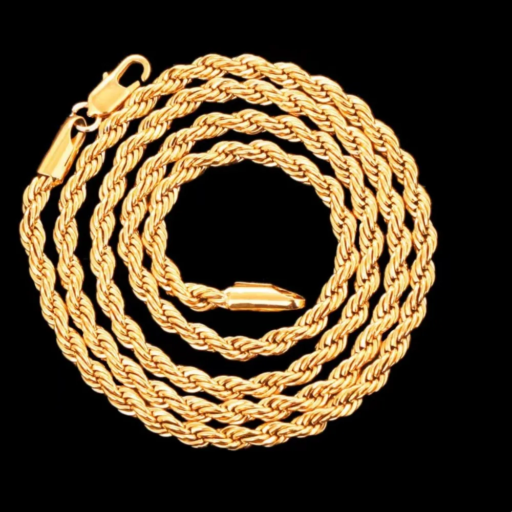 2 adet Moda 18 Ayar Altın 4MM  - Men Accessories Chain And Bracelet incelemesi ve fiyatı