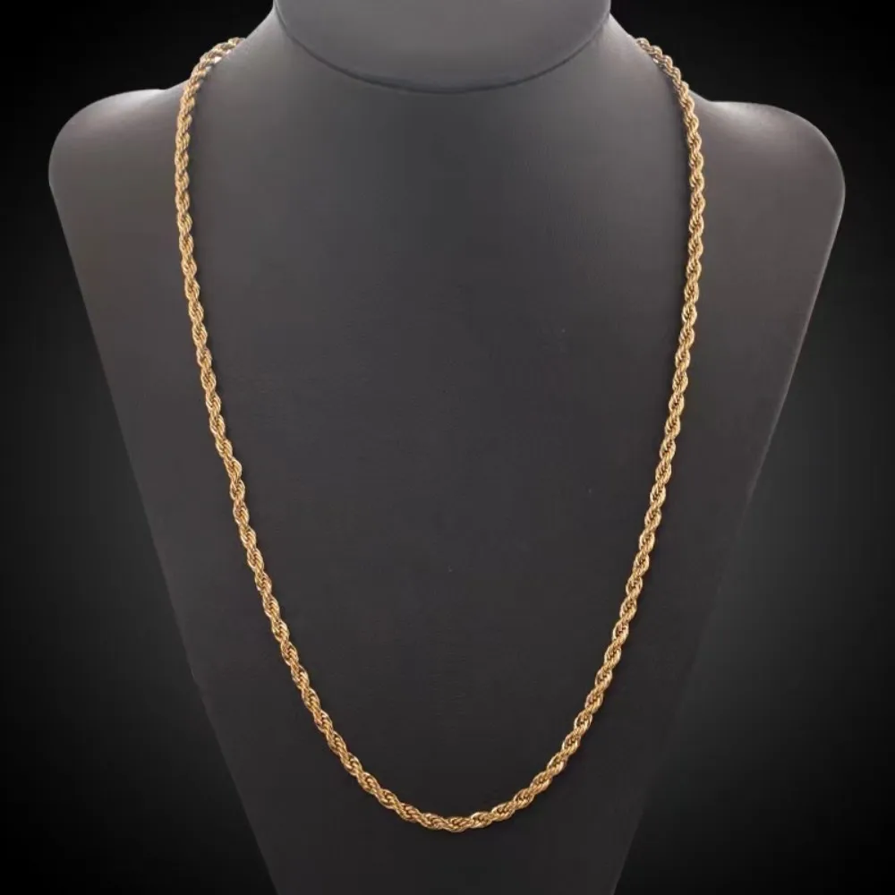 2 adet Moda 18 Ayar Altın 4MM  - Men Accessories Chain And Bracelet incelemesi ve fiyatı